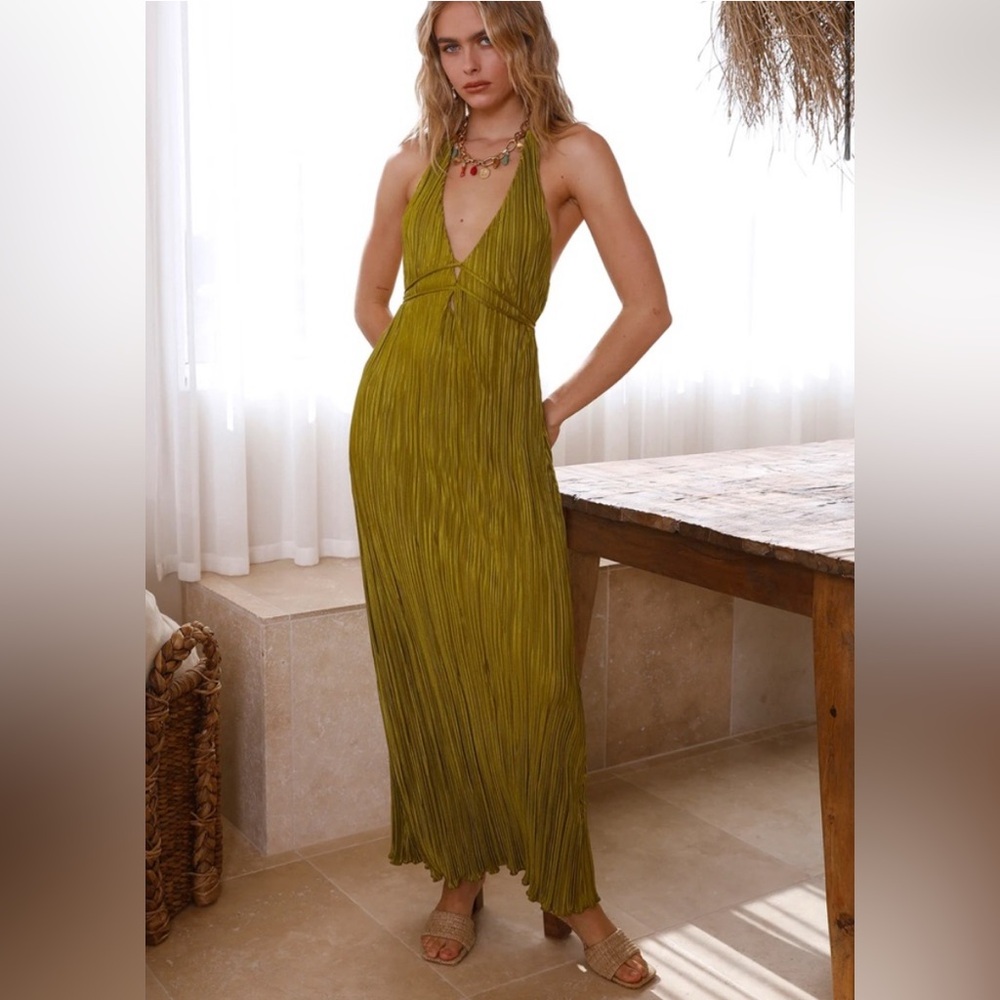 Bright Olive Green Maxi Dress